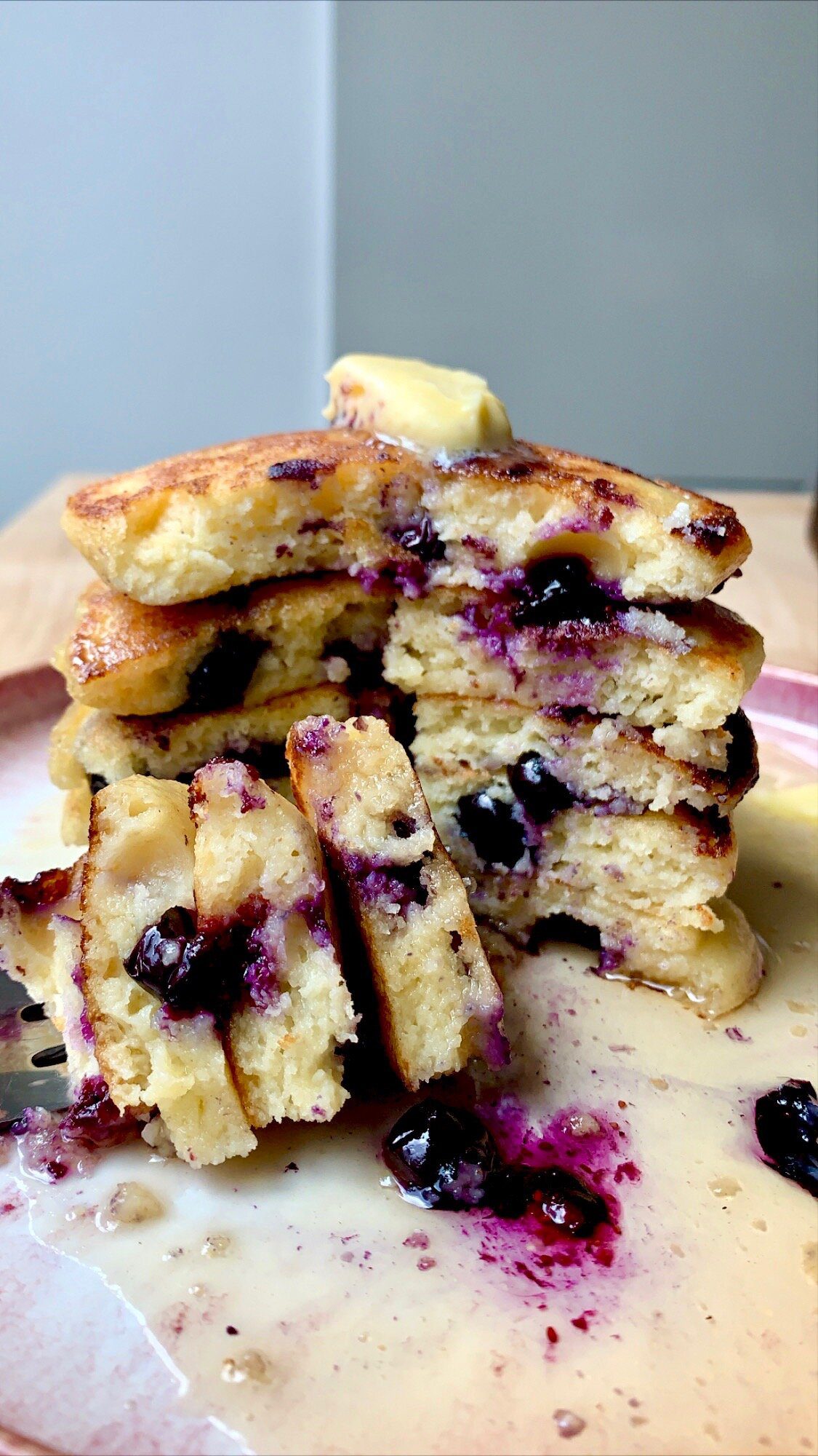 Blueberry Cornmeal Buttermilk Pancakes