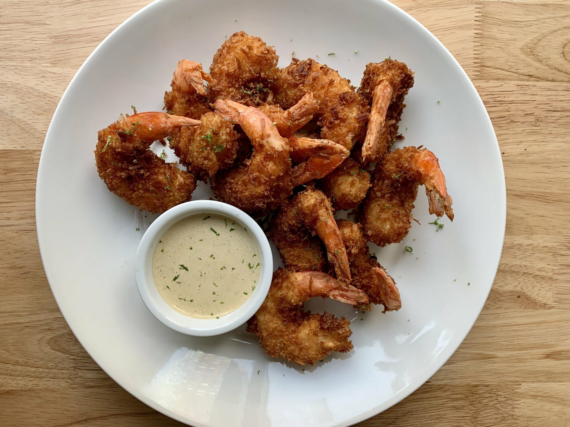 Fried Coconut Shrimp with Green Curry Sauce