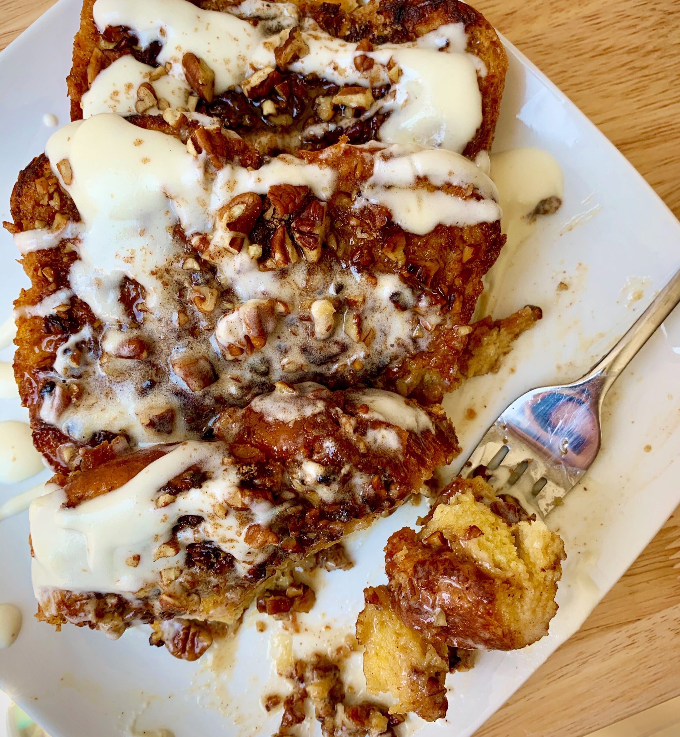 Pecan Crusted French Toast with Cream Cheese Glaze